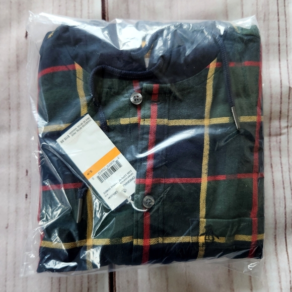 NWT Original Penguin "Plaid Flannel Hoodie Shirt" Dark Sapphire | Men's Size S - Picture 3 of 8